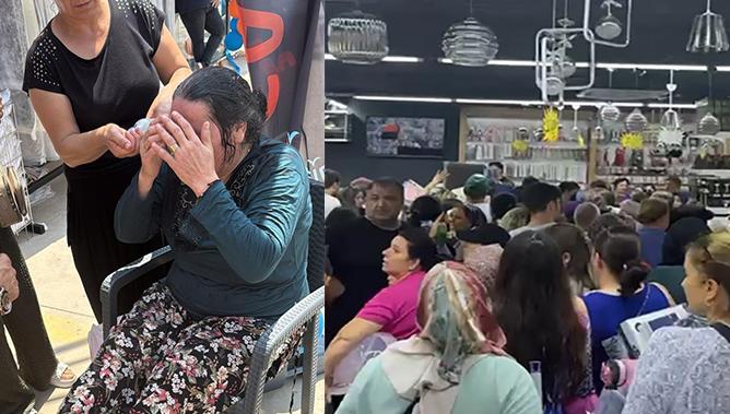 MERSİN’DE MAĞAZA AÇILIŞINDA İZDİHAM! YAŞLI KADIN FENALAŞTI